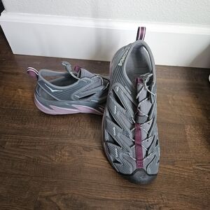 Hoka Charcoal and Burgundy Trail Sneakers
